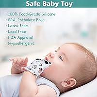 Vista 2 de Manopla de dentición para bebé con cepillo de dientes para bebé y masajeador de dentición guante de dentición para bebé 2 manoplas con cepillo