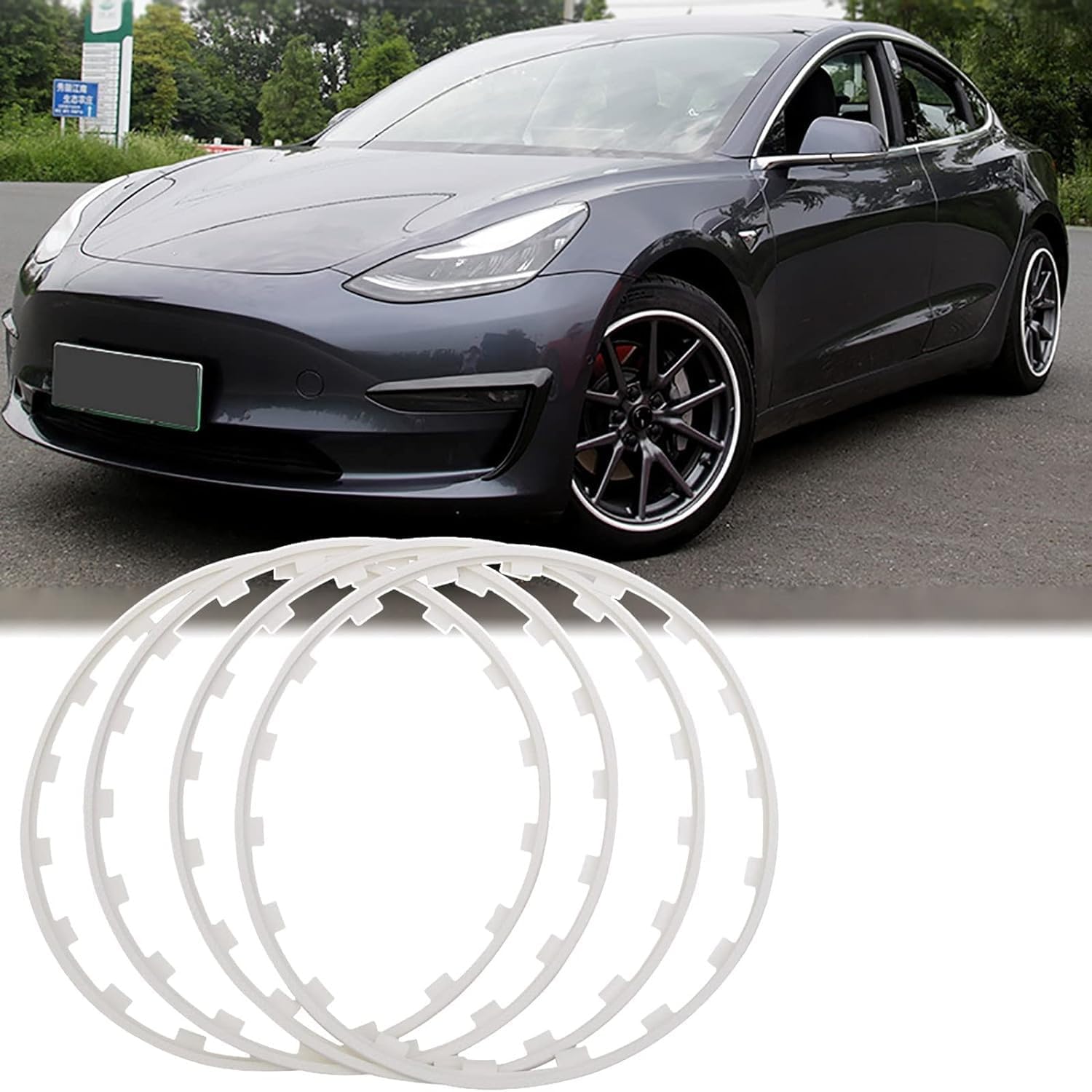 4Pcs 22-Inch Car Wheel Rim Edge Protector Rings, Nylon Anti-Scratch Tire Guard Strips for All Vehicles, Stylish White Rim Decor, Durable Protection for Your Wheels