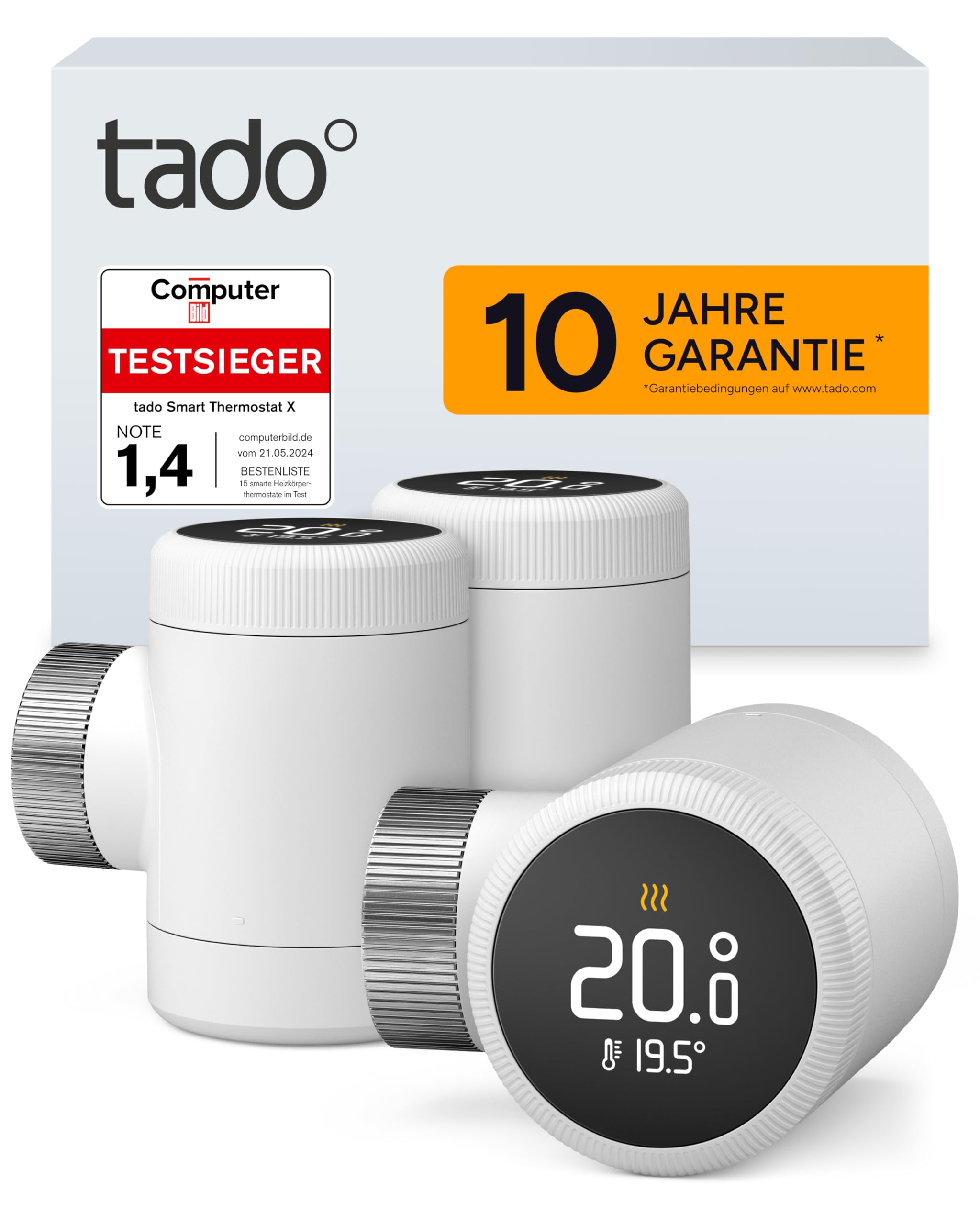 tado Smartes Heizkörperthermostat X – Trio Pack, Heizungssteuerung per App und Smart Speaker (Alexa, Siri, Google Assistant), Energie sparen, DIY Installation