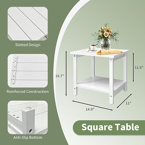 Miniatura 2 de Mesa auxiliar para exteriores, mesas auxiliares de patio para exteriores, mesa de patio pequeña, mesa auxiliar cuadrada para patio, piscina,