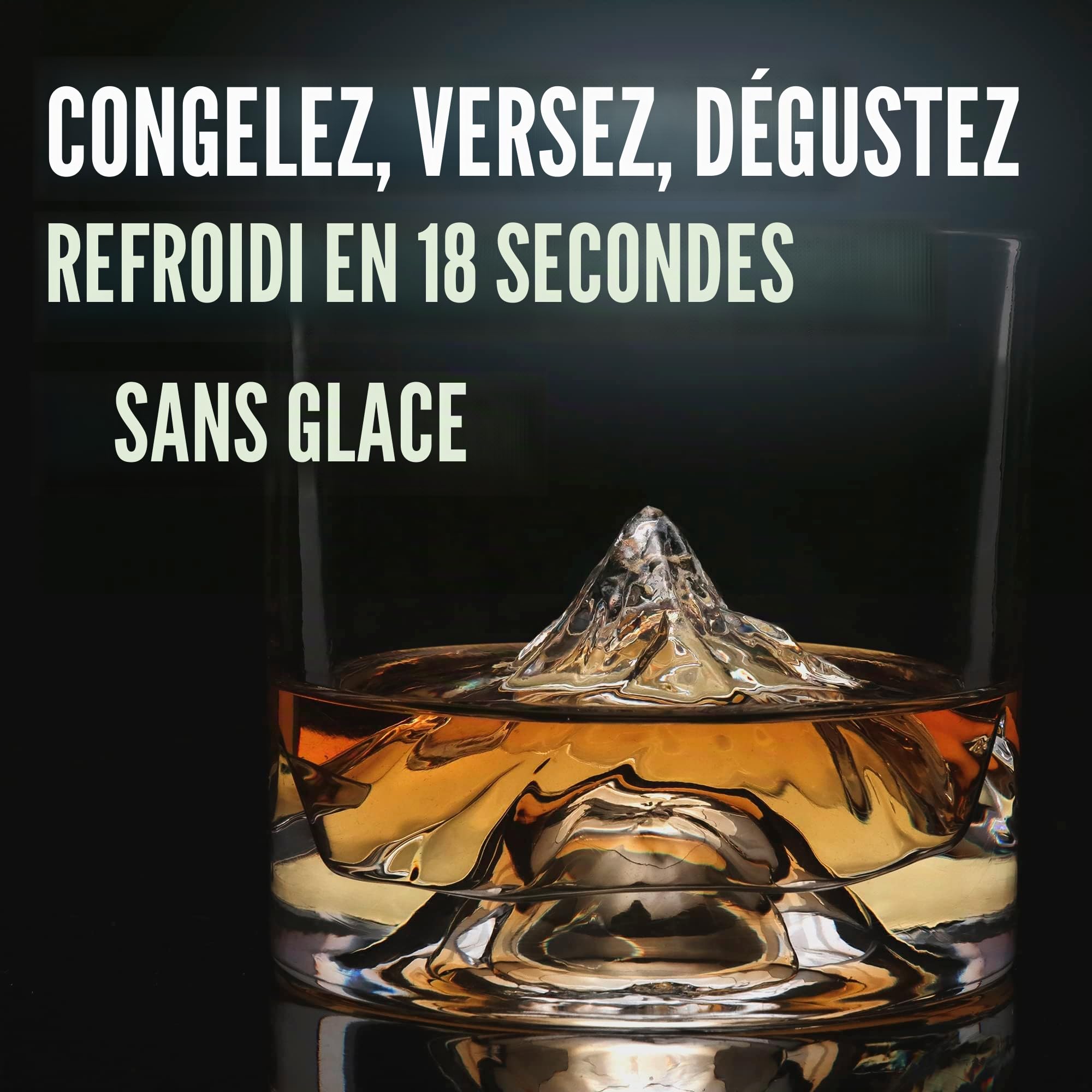 LIITON The Peaks Verres à Whisky Cristal, Lot de 4, congelable, 10 oz | Cristal épais à congeler: dégustez whisky, bourbon ou cocktails sans glaçons. Coffret cadeau pour homme.