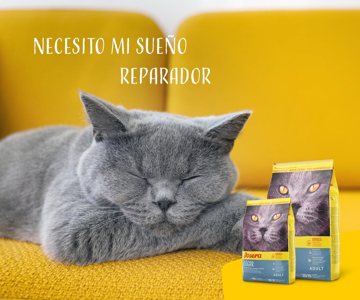 JOSERA Léger (1 x 10 kg) | Adultos | Pienso seco Gatos Adultos esterilizados o con sobrepeso | Aves | Bajo en Grasas y Rico en proteínas | Sin Trigo | Comida para Gatos | Pack 1