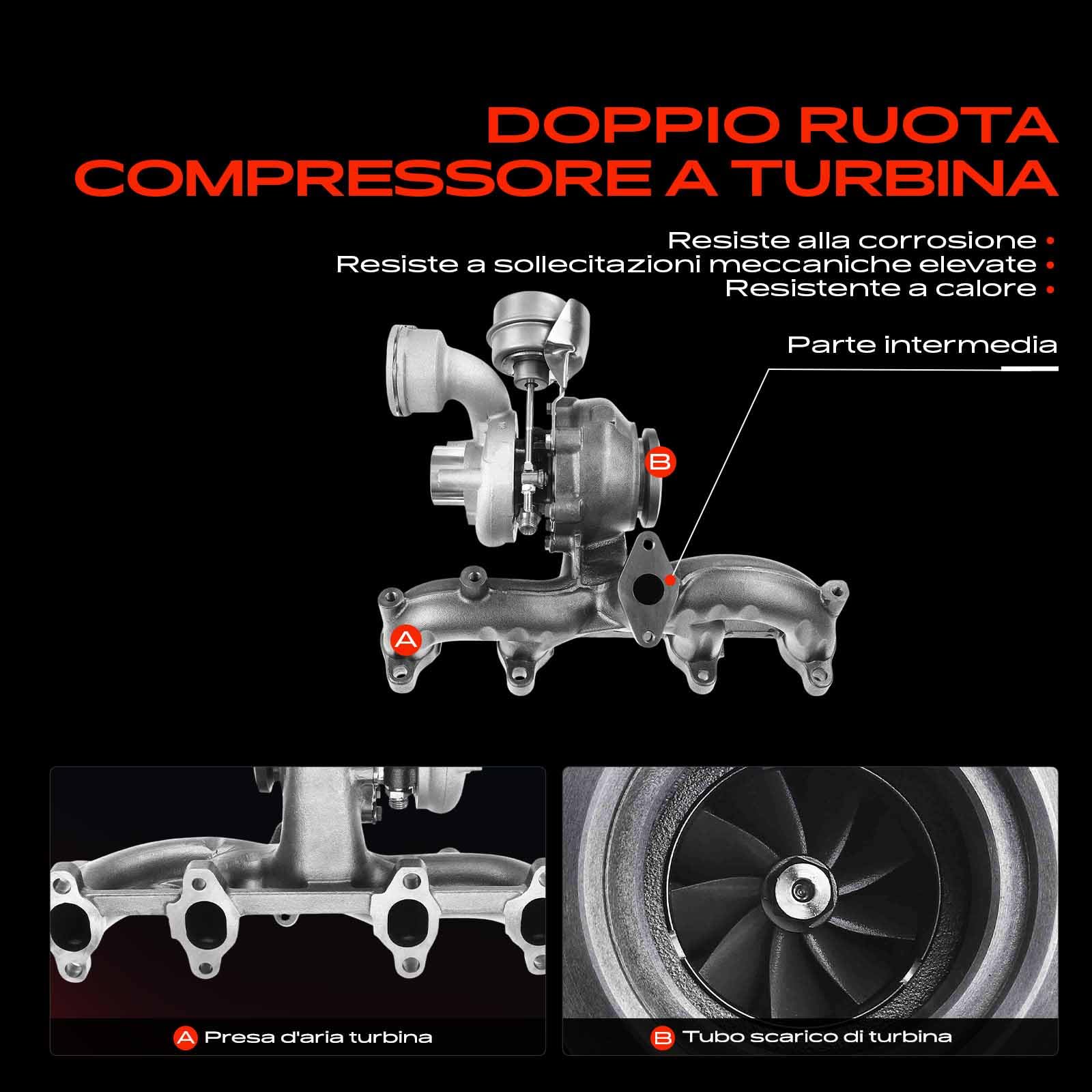 Frankberg Turbocompressore 038253015G | Compatibile con: Altaea XL 5P5 5P8, T.o.u.r.a.n 1T1 1T2, A3 8P1, Golf Plus 521 5M1, O.c.t.a.v.i.a II 1Z3