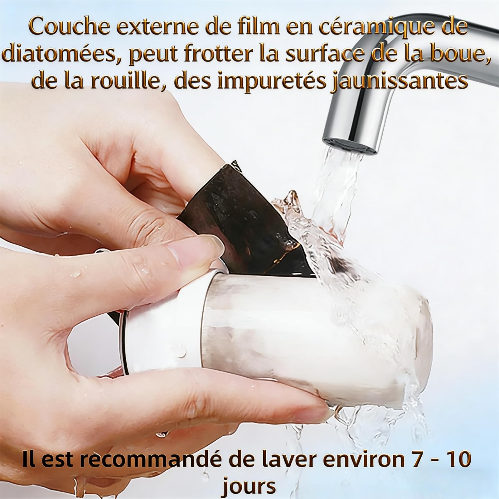 Pureva Water Purifier for Kitchen Taps - Acier inoxydable 304 | Filtre à eau de robinet à charbon activé, Anti chlore & rouille, Solution écologique pour maison et voyage (Argenté)