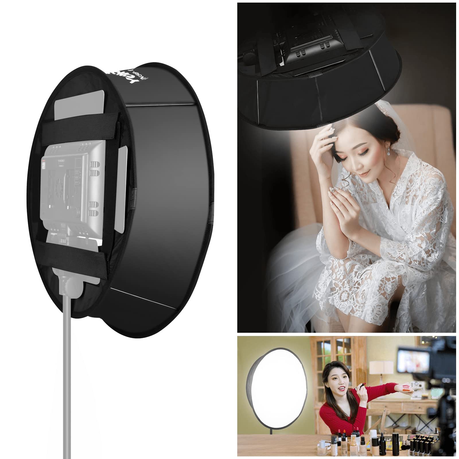 YN56-1 Diffuseur de boîte à lumière ronde de 56 cm, avec sac de transport pour lampe vidéo LED YN600L/YN600L II/YN900/YN900 II