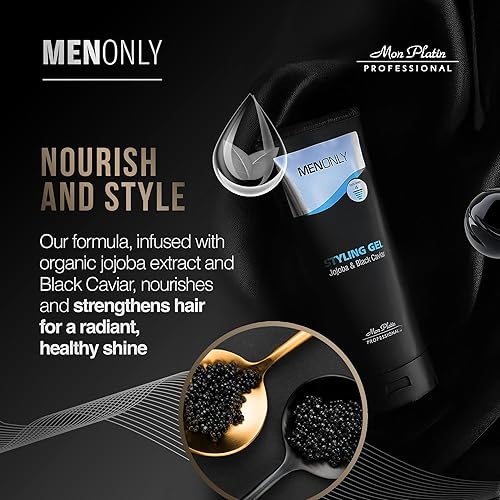 Miniatura 4 de Mon Platin Gel de peinado para hombre con jojoba y caviar negro, gel para el cabello para hombre con caviar negro y jojoba, fijación fuerte, fórmula