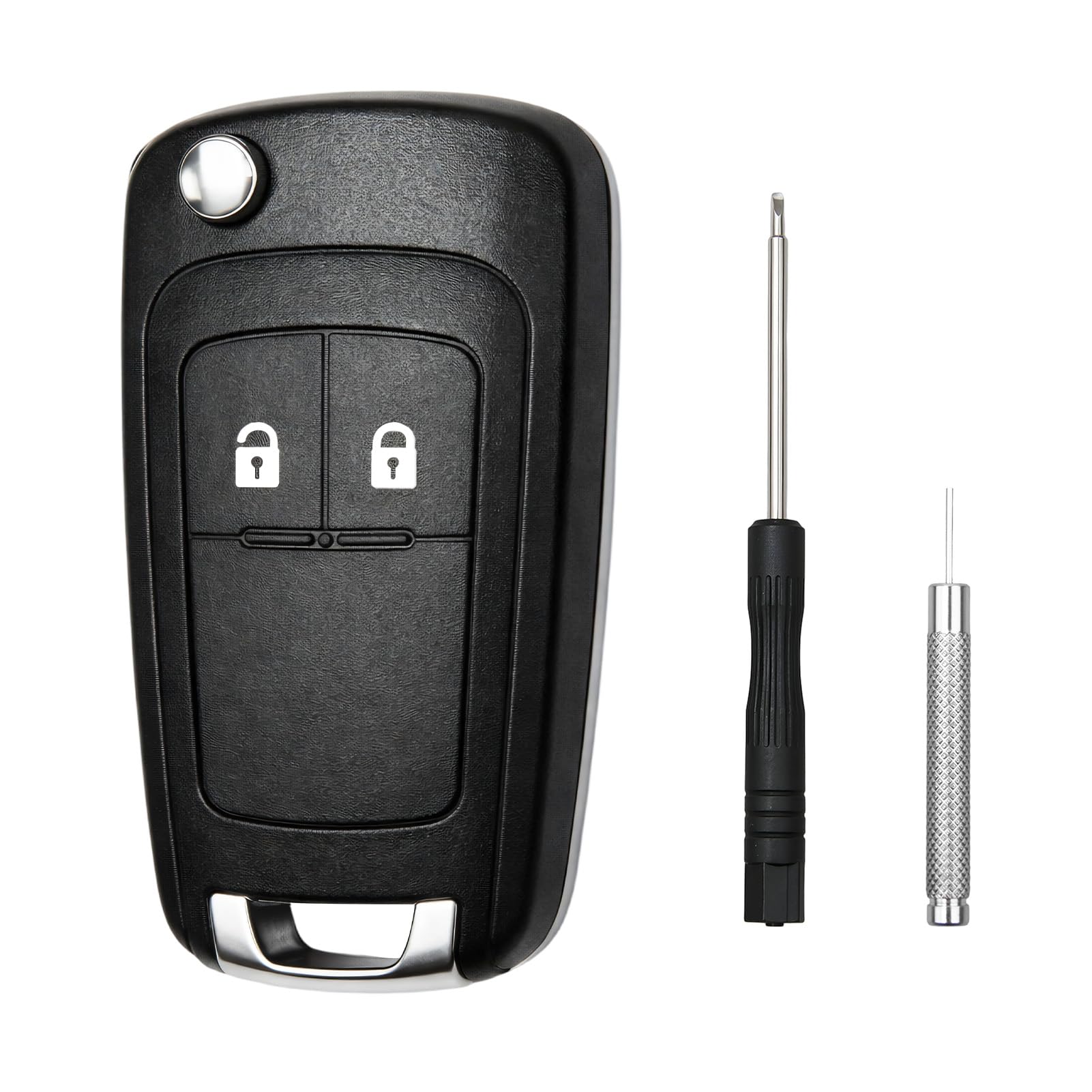2 Boutons Coque de clé Compatible pour Opel Astra J Adam Insignia Mokka Zafira Meriva B Chevrolet Orlando Aveo Matiz Cruze Spark Trax Corsa Karl, Étuis pour clés de Voiture à Deux Boutons - 1