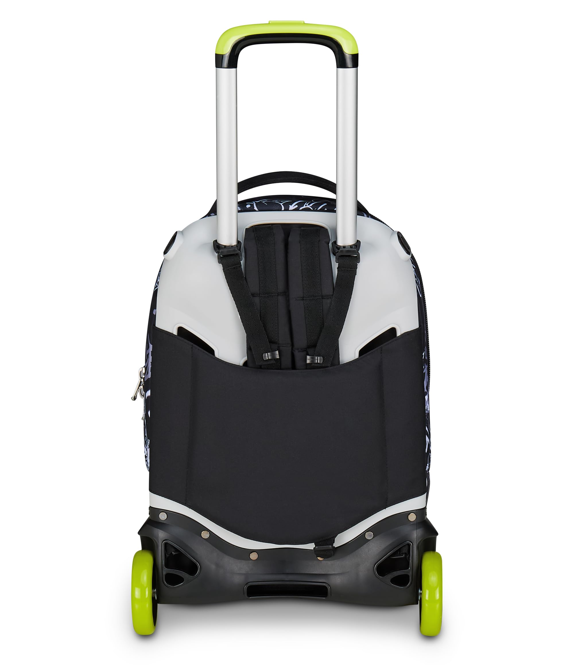 Seven Trolley Scuola New Tech Zaino Sganciabile, Triplo Uso, Doppio Scomparto, Spallacci a Scomparsa, Bambini e Ragazzi, White Scratchgrigio/giallo