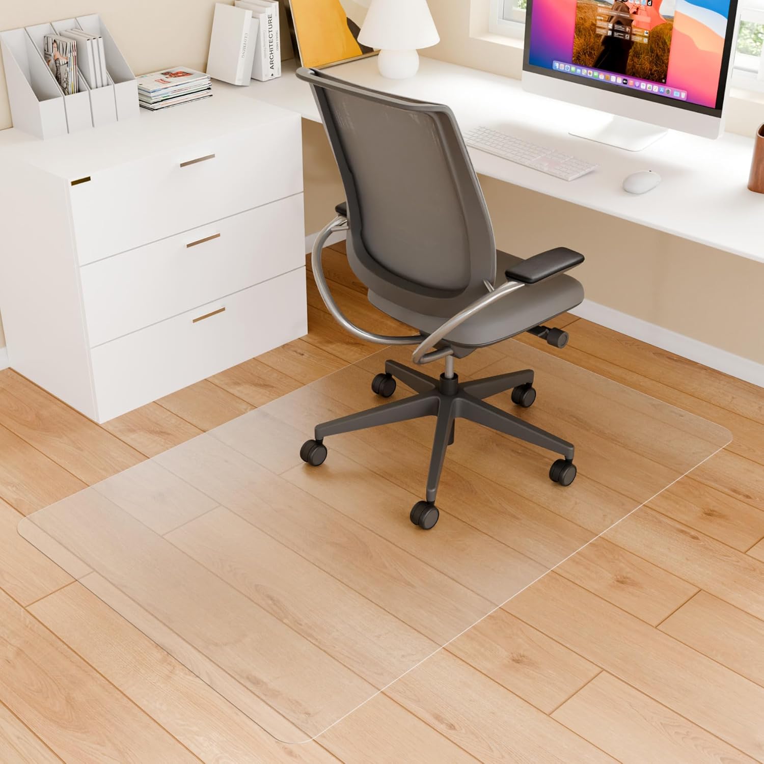 Office Chair Mat for Hard Floors, 55" x 35" Hardwood Clear Protector for Desk Chair, Easy Glide Plastic Floor Mat for Office & Home (Rectangle) 35" x 55" For Hardwood