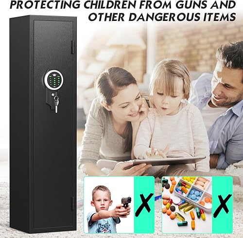 Miniatura 9 de RIFLEWELL 2024 NUEVO - Caja fuerte para pistola de rifle 2-3, teclado digital, caja fuerte grande y larga para rifle y escopetas, armarios de armas