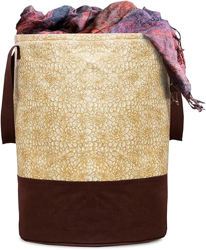 JALS Bolsa de lavandería de lona impermeable HamperMetalic impreso con asasPapelera plegable y capacidad de 45 litrosTamaño 37 x 37 x 46, paquete de