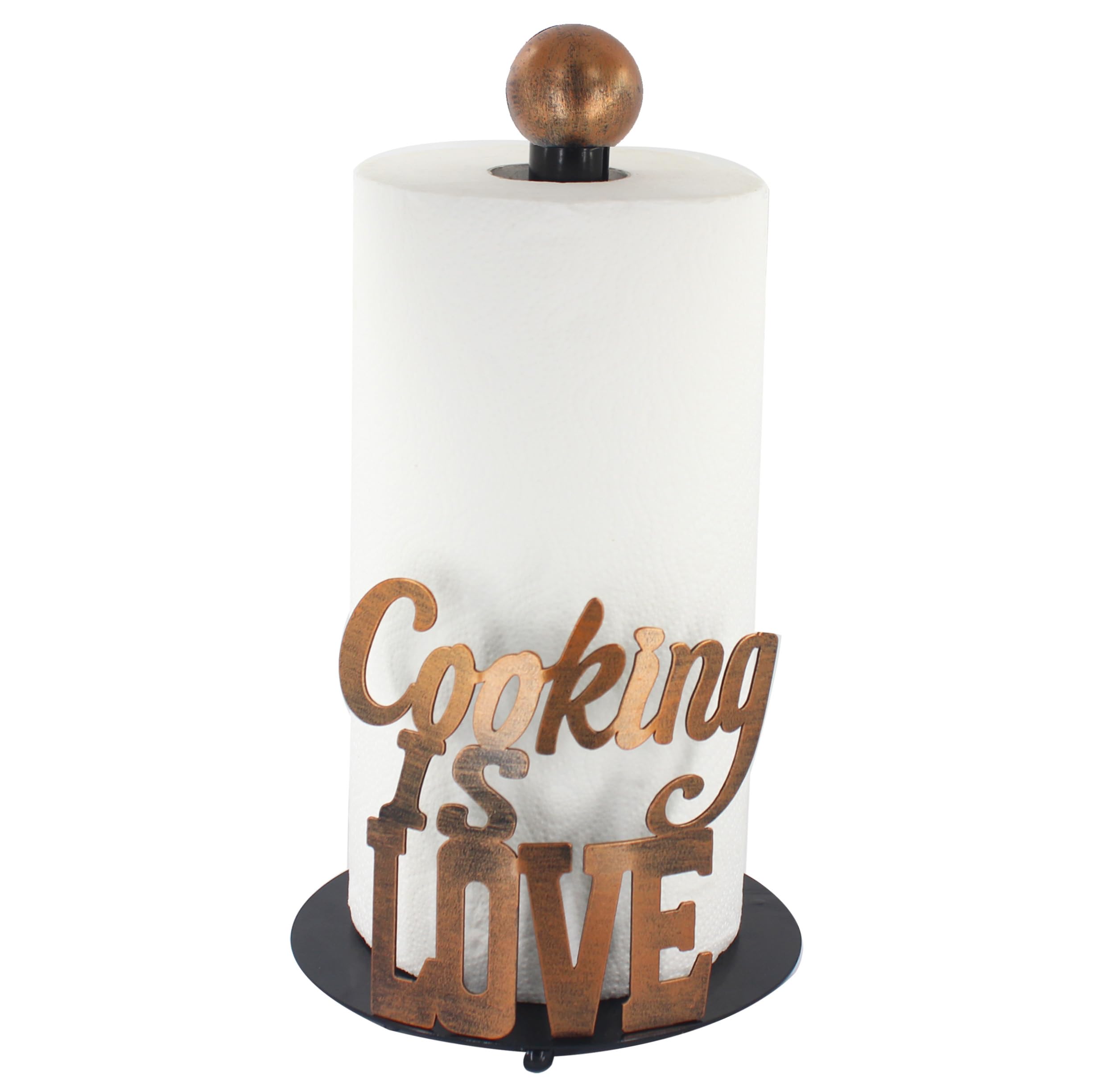 Paper Towel Holder Countertop, Standing Paper Towel Roll Holder for Bathroom, Paper Towel Rack with Heavy Duty Base for Kitchen Counter (Brown)