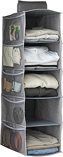 LOWYA ロウヤ 吊り下げ収納 衣類ラック 5段 小物ポケット付き 大容量 洋服 タオル バッグ 帽子 グレー