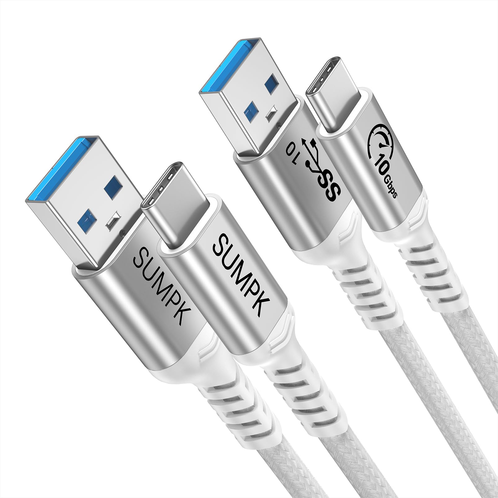 SUMPK 1m USB C Kabel 2 Packs, 60W Schnelllade & 10Gbps Datenübertragung, Typ C Ladekabel kompatibel mit Android Auto, CarPlay, Samsung Galaxy, iPad, MacBook, iPhone 15 und mehr (Weiß)