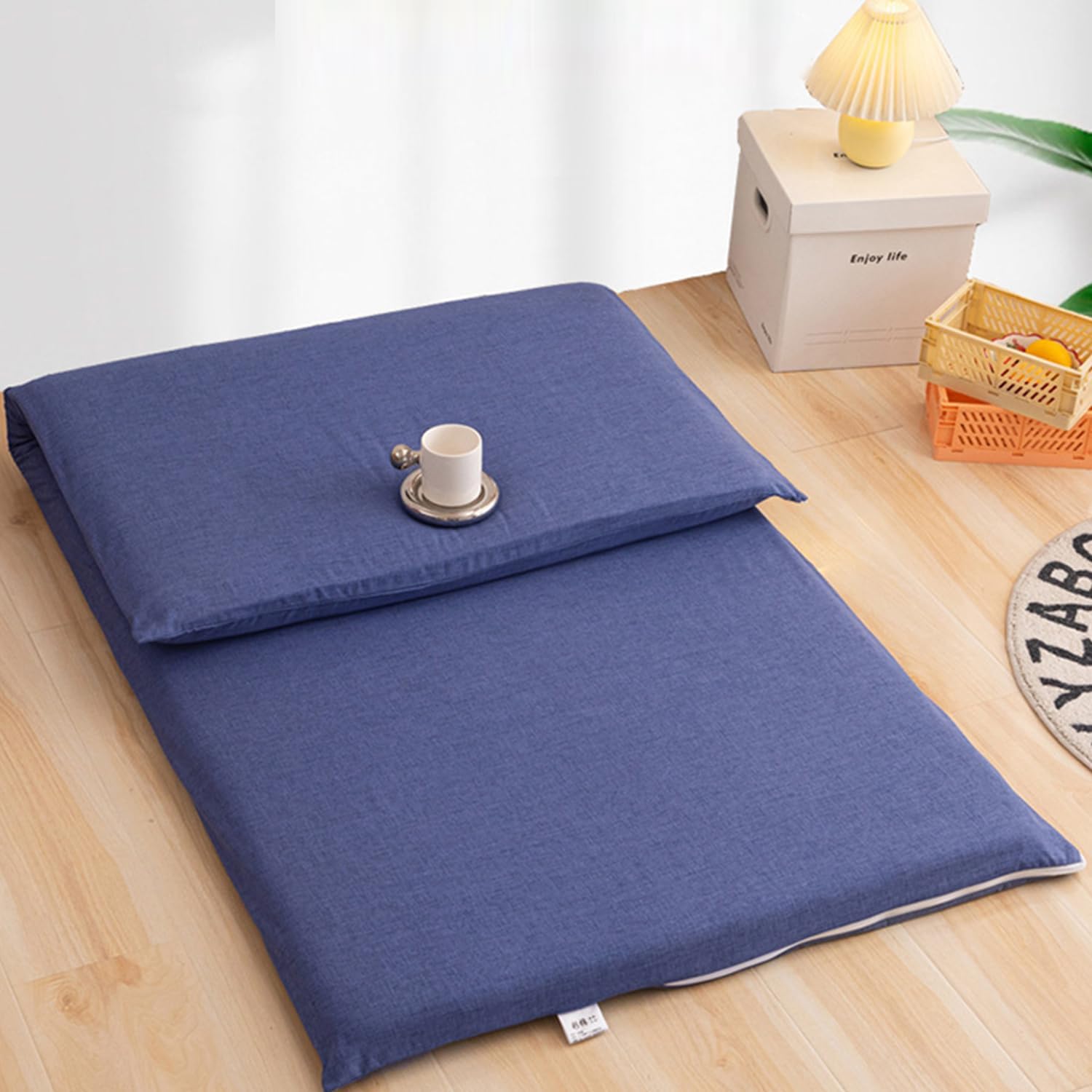 100% Soft Futon Cover for Traditional Shikibuton Floor Futon Mattress,Washable Cotton Sleeping Mat Protective Cover with Zipper,Dust Cover Without Mattress Machine Wash,Green,120x190cm/47x75