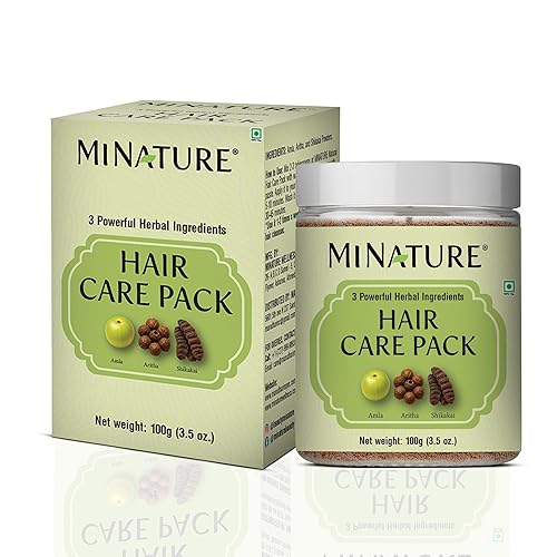 Mi Nature - Paquete de cuidado del cabello con cepillo para el cabello, fórmula Amla Aritha Shikakai de triple acción, mezcla de hierbas puras de