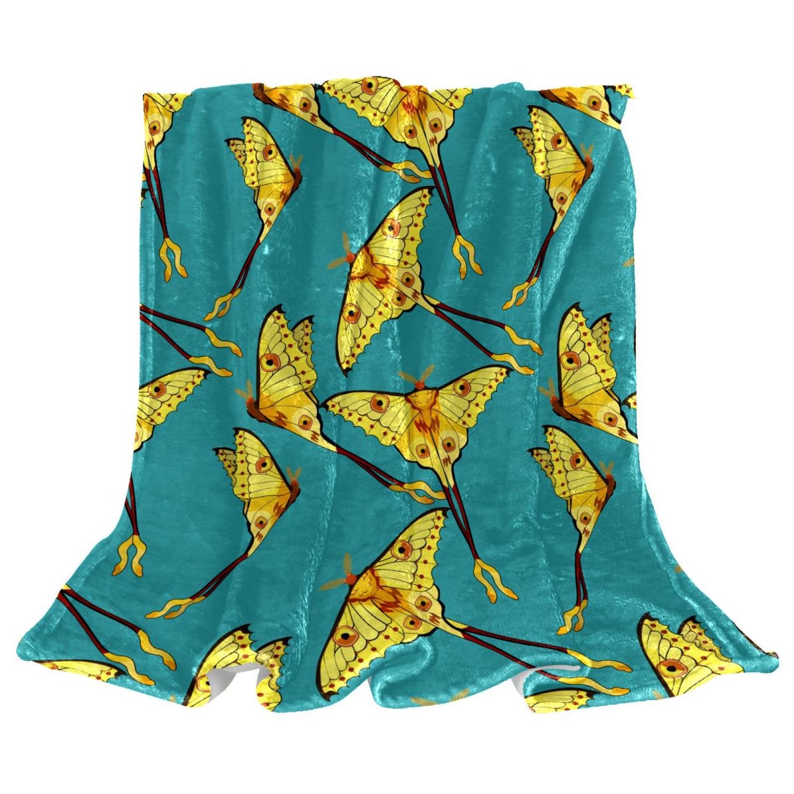 Couverture polaire papillon jaune pour cocooning et soirées canapé