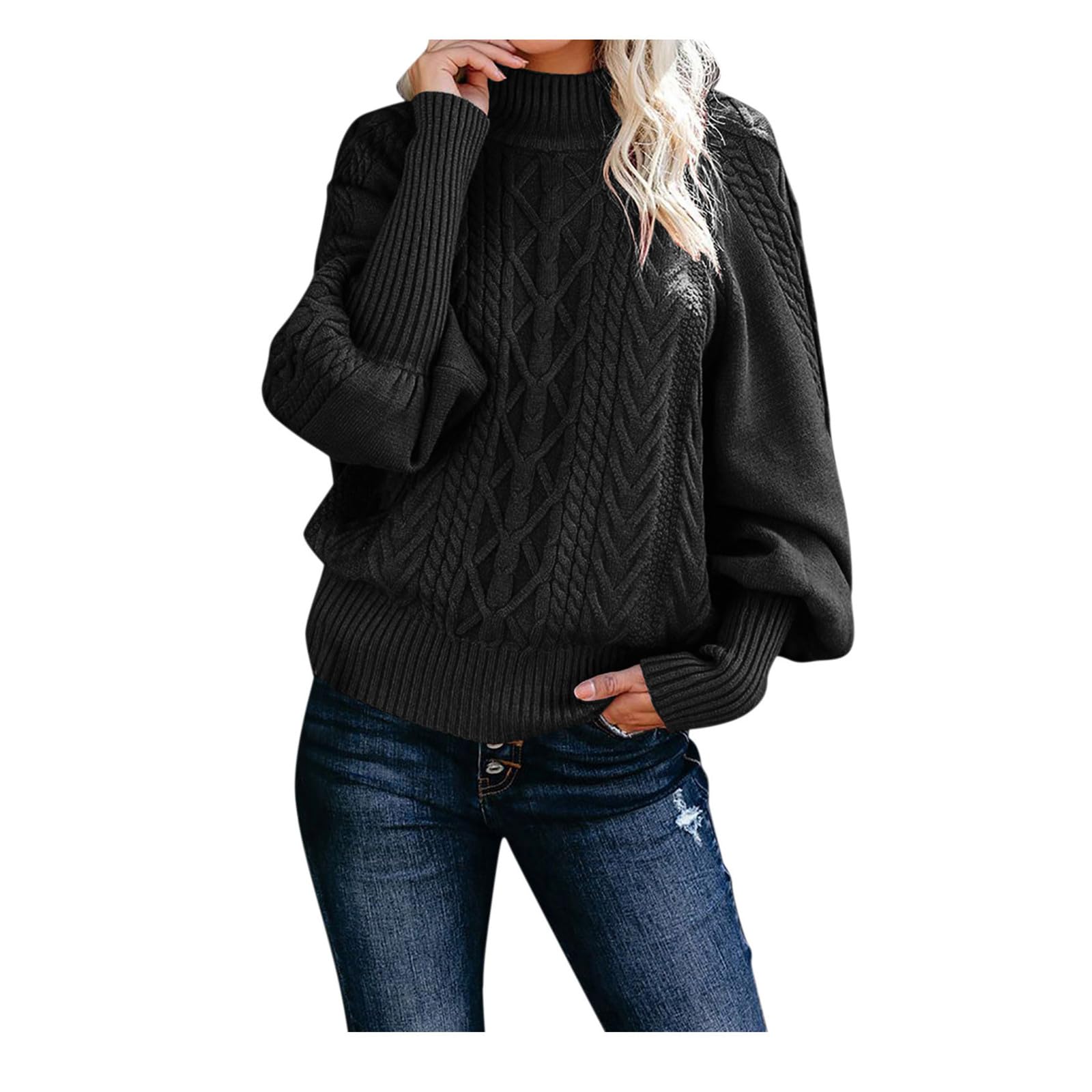 Oversized Sweaters for Women 2025 Trendy Long Sleeve Turtleneck Chunky Knit Sweater Casual Loose Comfy Pullover Tops