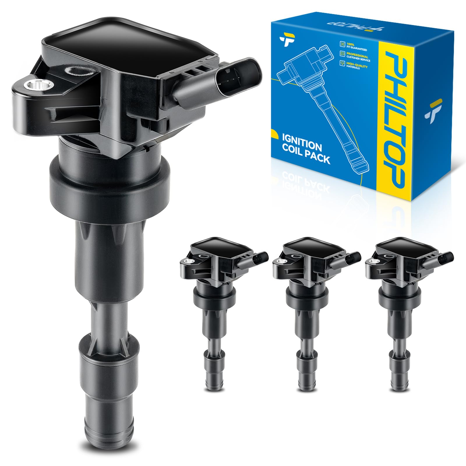 PHILTOP 4 Packs Ignition Coil UF857 Fit for Hyundai Elantra 2017 2018-2020 1.4L Replacement for UF857