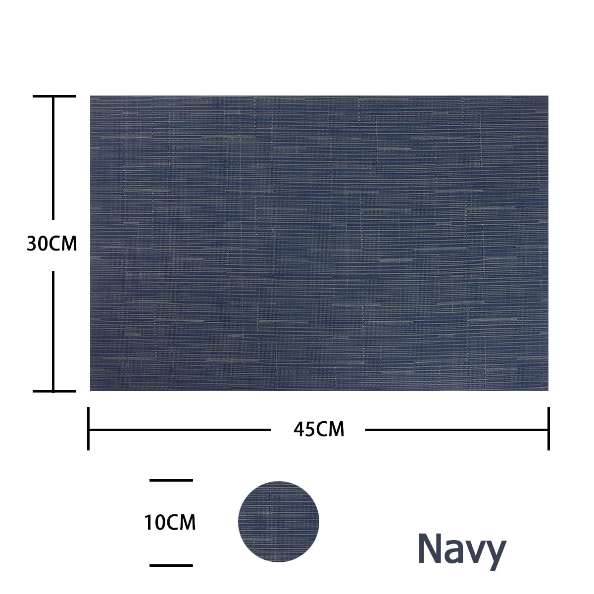 BECHEN Vinyl Placemats and Coasters,Washable Table Mats Easy to Clean Woven Placemats for Dining Table Set of 4(Navy Blue) - Image 2