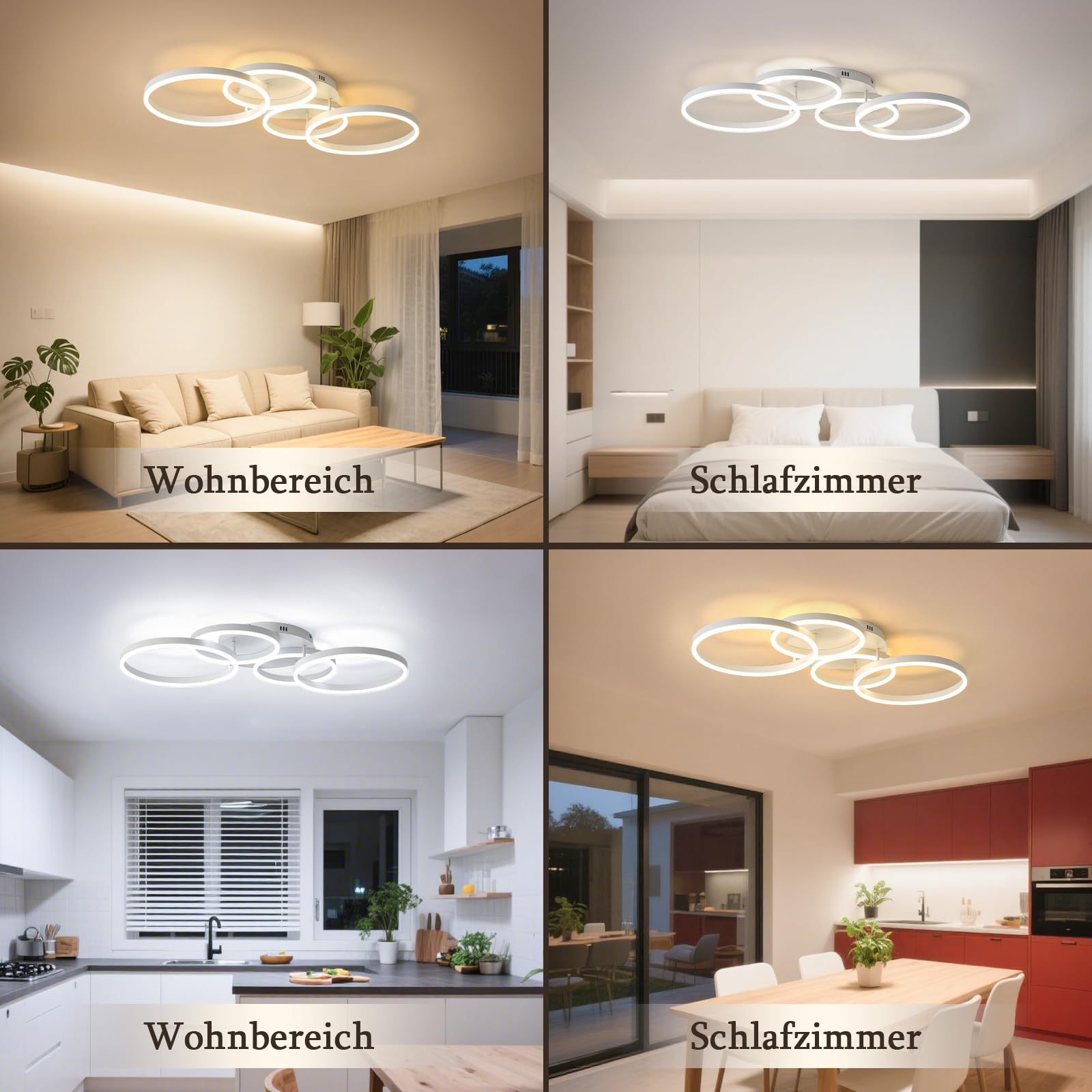 Deckenleuchte Dimmbar 40-60W, 100CM Deckenlampe LED Wohnzimmerlampe mit Fernbedienung APP Farbwechsel, Moderne lampe Dimming Deckenbeleuchtung Schlafzimmerlampe (Weiß)