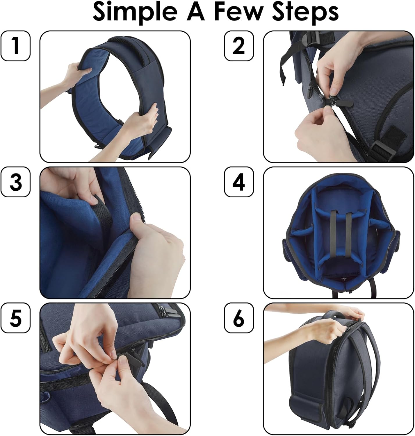 Camera Backpack - Professional DSLR and Mirrorless Camera Bag with DIY Modular Dividers, Large Capacity Photography Laptop Backpack with Large Pockets (Blue)