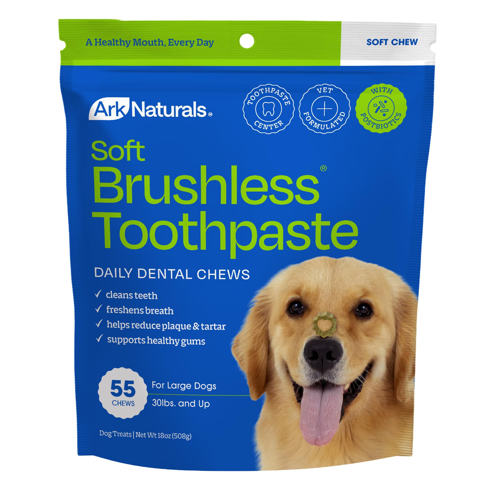 Ark Naturals Soft Brushless Toothpaste chews for large breeds
