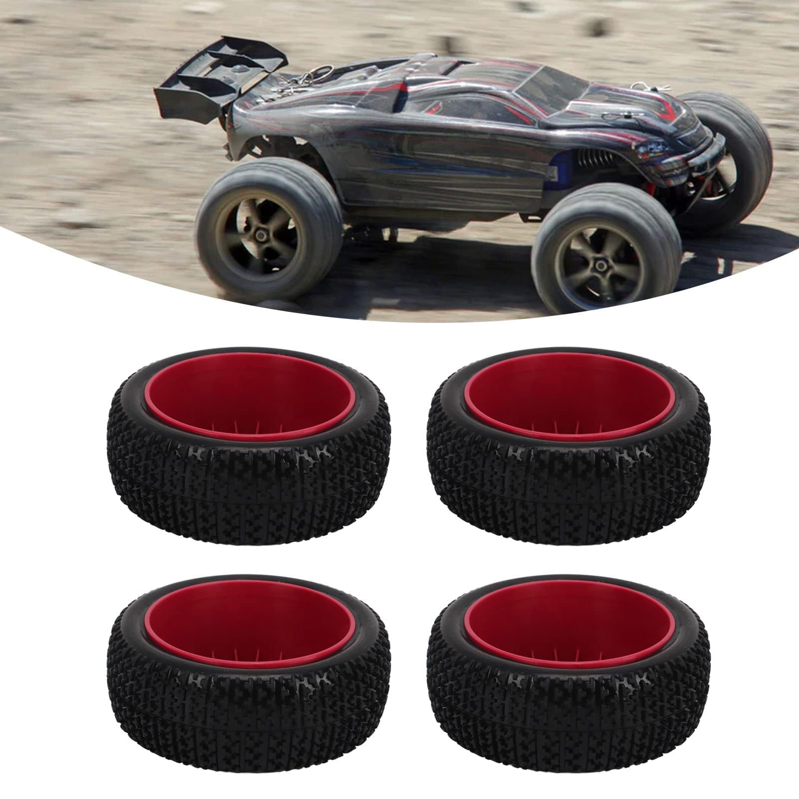 RC Räder, 4 Stück 112x43mm Universal Gummirad Reifen 17mm Kunststoffräder Radreifen Hex Sechskant Räder Terrain Reifen Ersatz Für 1/8 RC Crawler Car LKW Geländewagen Racing Auto Upgrade Zubehör
