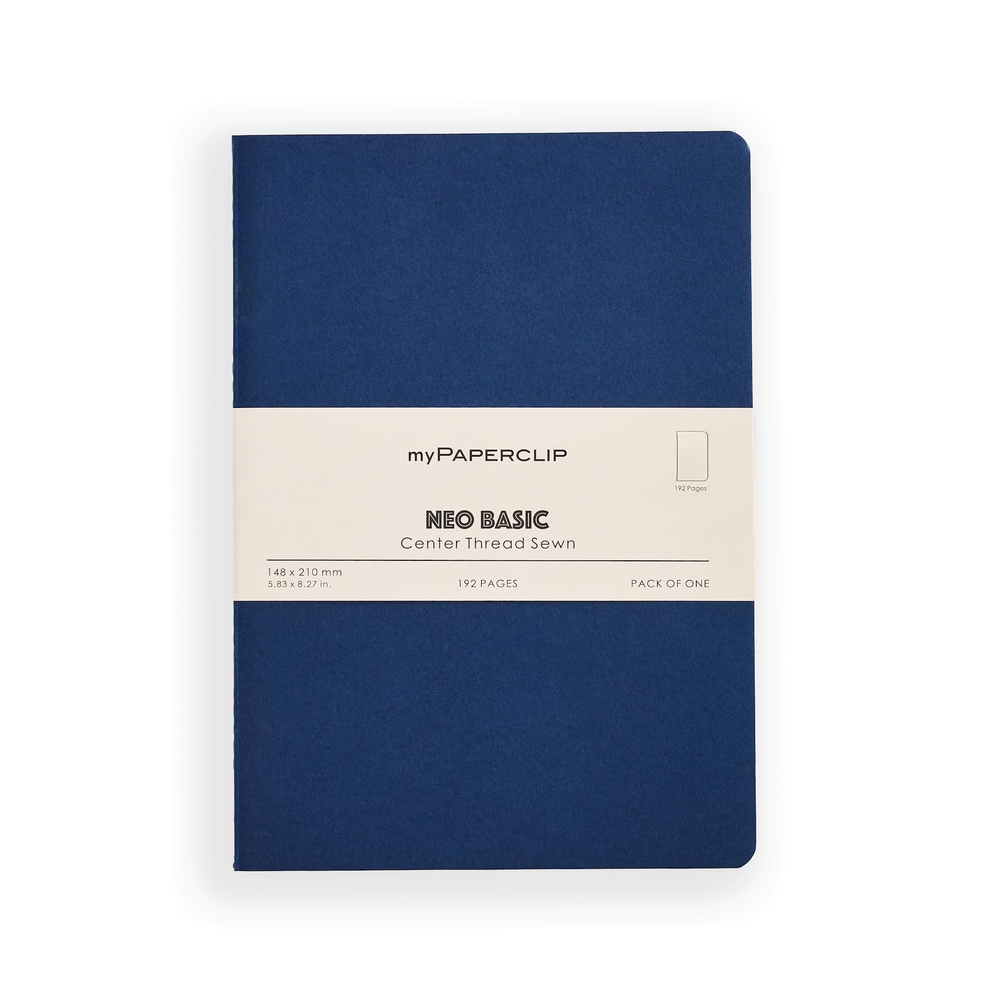 myPAPERCLIP NeoBasic A5 Plain Notebook | 192 Pages, 80 GSM, 250 GSM Soft Cover, A5 (5.83 x 8.27 in) | Blue