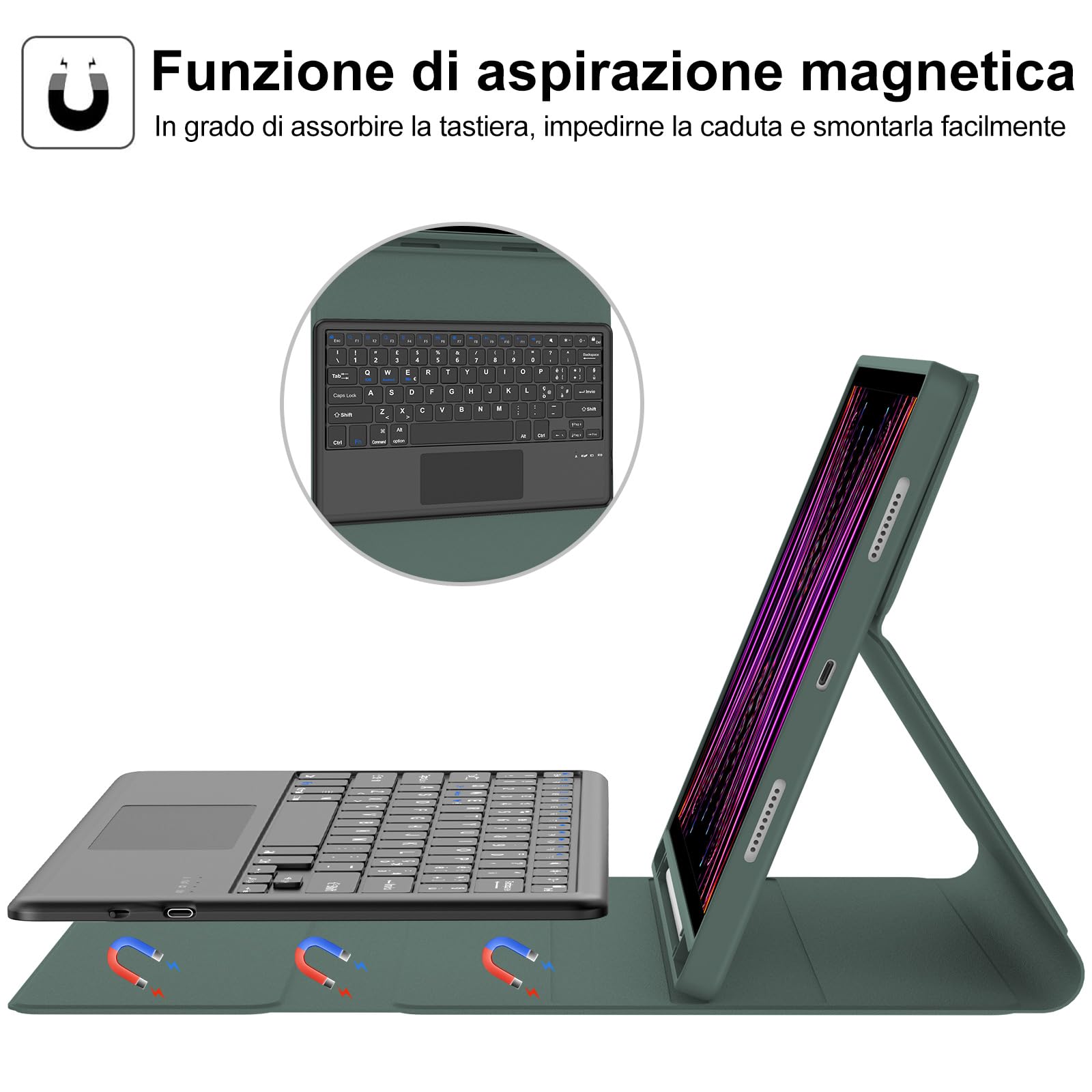 JADEMALL Touchpad – Funda Para IPad De 10 Generación Con Teclado Funda Para Teclado Retroiluminada Con Trackpad Multitactil Y Soporte Para Lapices