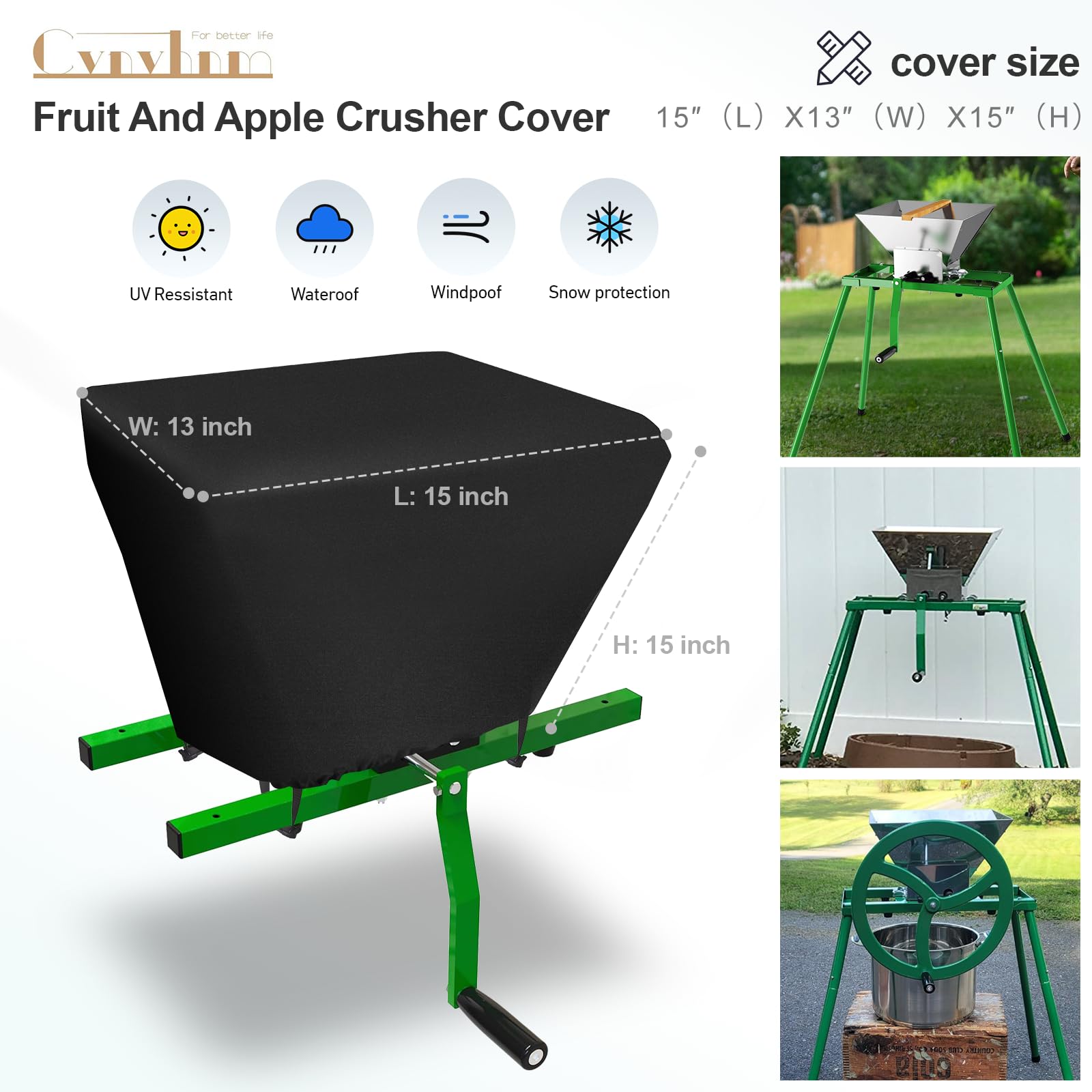 Fruit and Apple Crusher Cover,Waterproof Dust Proof Anti-UV Outdoor Manual Juicer Grinder Dustproof Cover - Cover Only