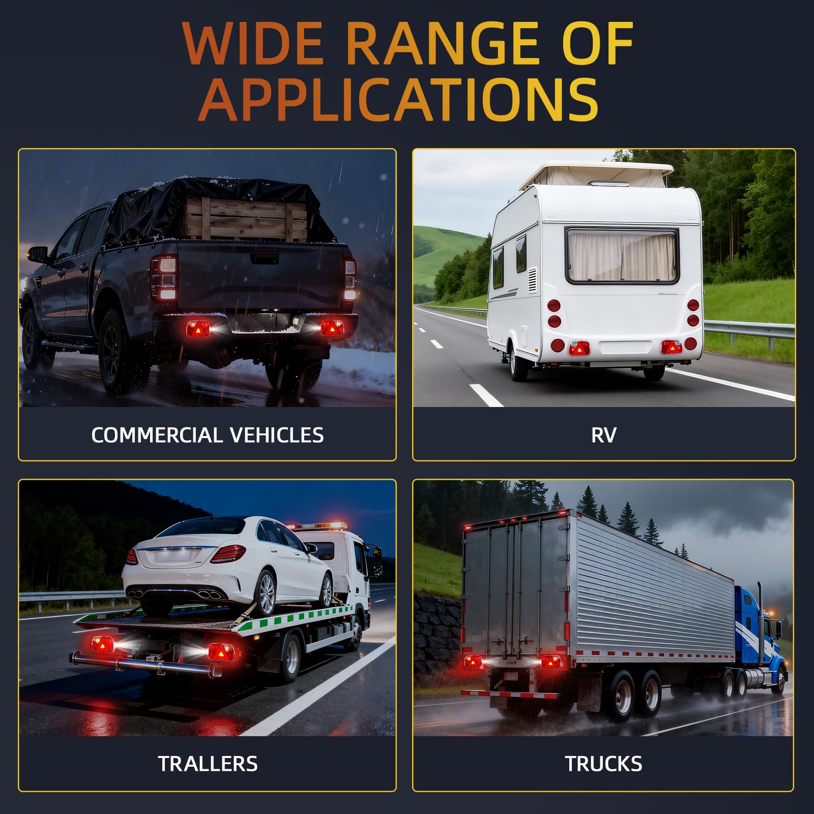 Anhänger Rückleuchten Set 12V 13 Polig mit 7 Funktionen 2 * 5.5m Kabelsatz E-Geprüfte für PKW LKW Boot Wohnwagen Transporter