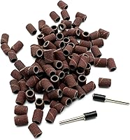 Vista 5 de TEMO 100 piezas de cilindro de lija de 1/2 pulgada, grano 60 grueso con 2 piezas de mandril de 1/8 pulgada para herramientas rotativas Dremel