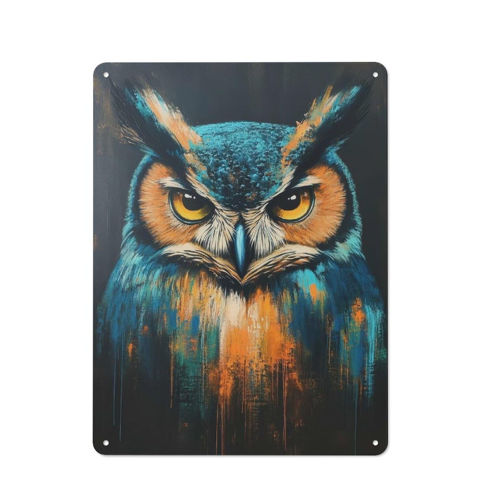 Junmoney Owl Painting Tin Sign 40X30cm For Bar Or Restaurant, Retro Wall Decor, For Restaurant Interior Fans