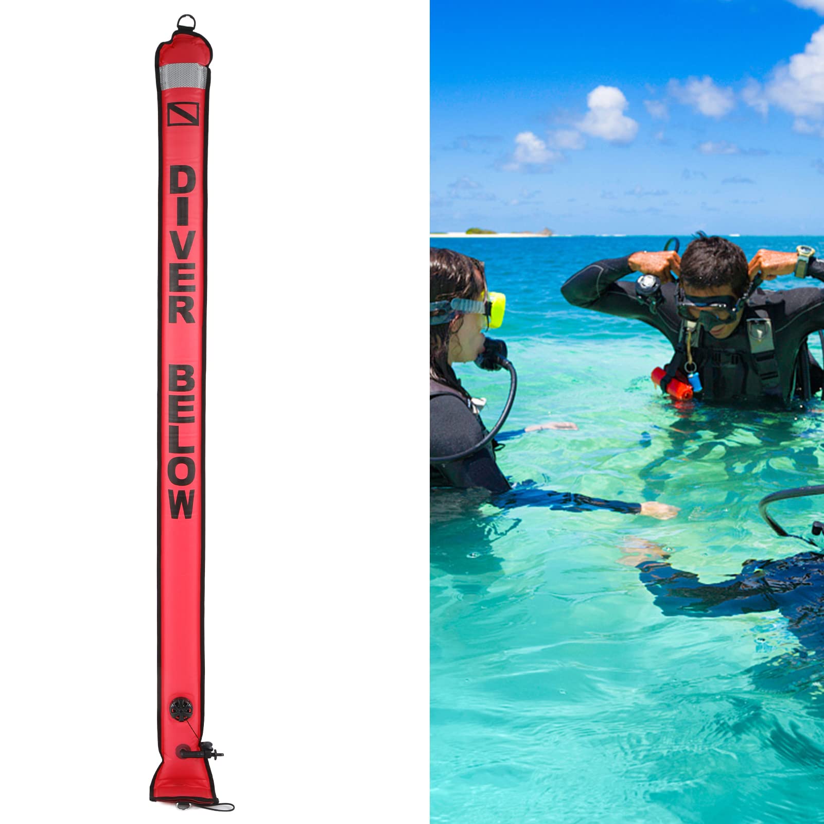 180x15cm Scuba Diving Boje Marker Boje hohe Sicht aufblasbare SurfaCemarker -Signalrohr für Unterwasser -Tauchen Schnorcheln