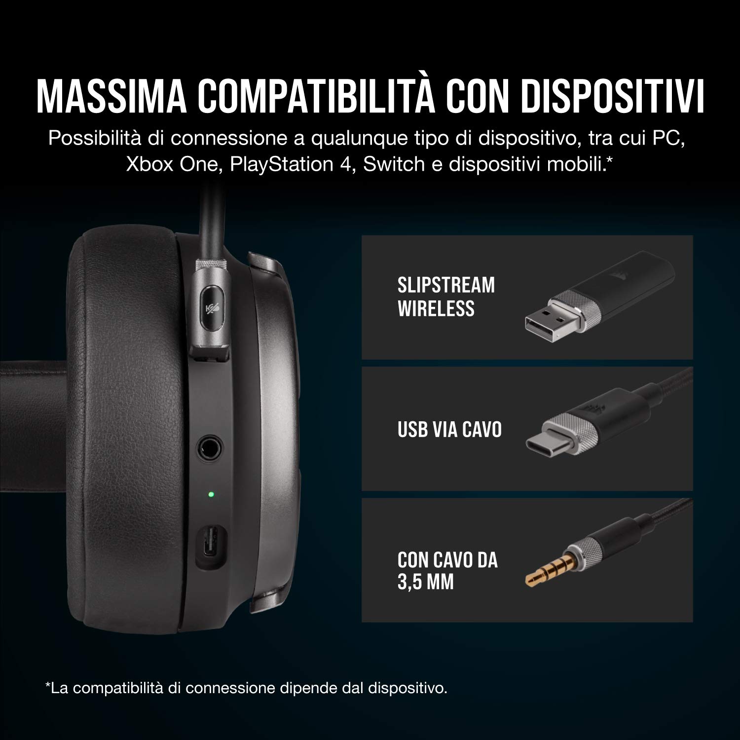 Corsair VIRTUOSO RGB Wireless SE, Cuffia gaming con microfono ad alta fedeltà, Gunmetal