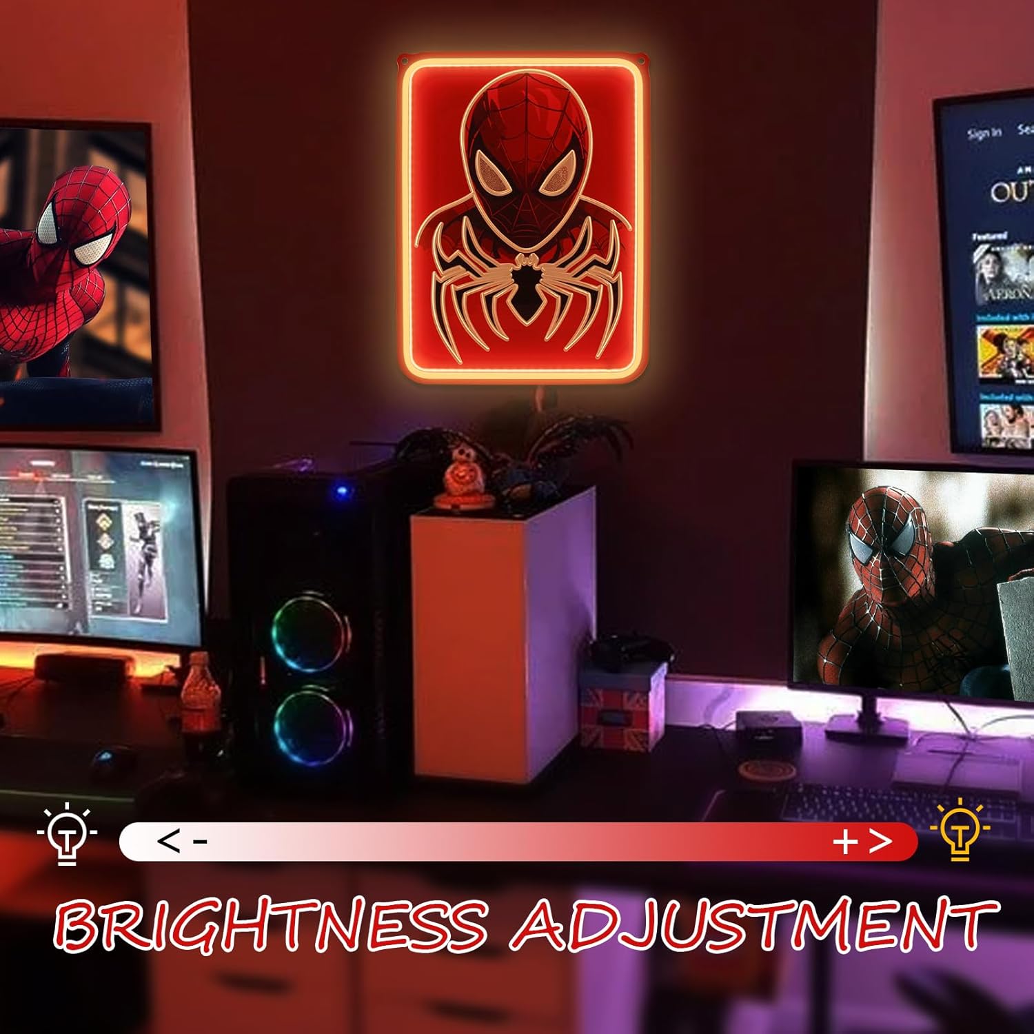 Spider Anime Neon Sign Led Light Up Sign Spiderman Neon Signs For Game Room Man Cave Bar Kids Bedroom Wall Decor Fun Birthday Gift