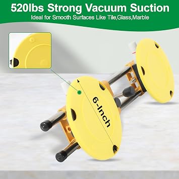 2PCS 6 inch Stone Seamless Seam Setter With Vacuum Suction Cups For Seam Joining Leveling,Solid Countertop Installation Tool for Quartz slabs ,Granite, Stone, Marble,Tile Gap Regulator Yellow