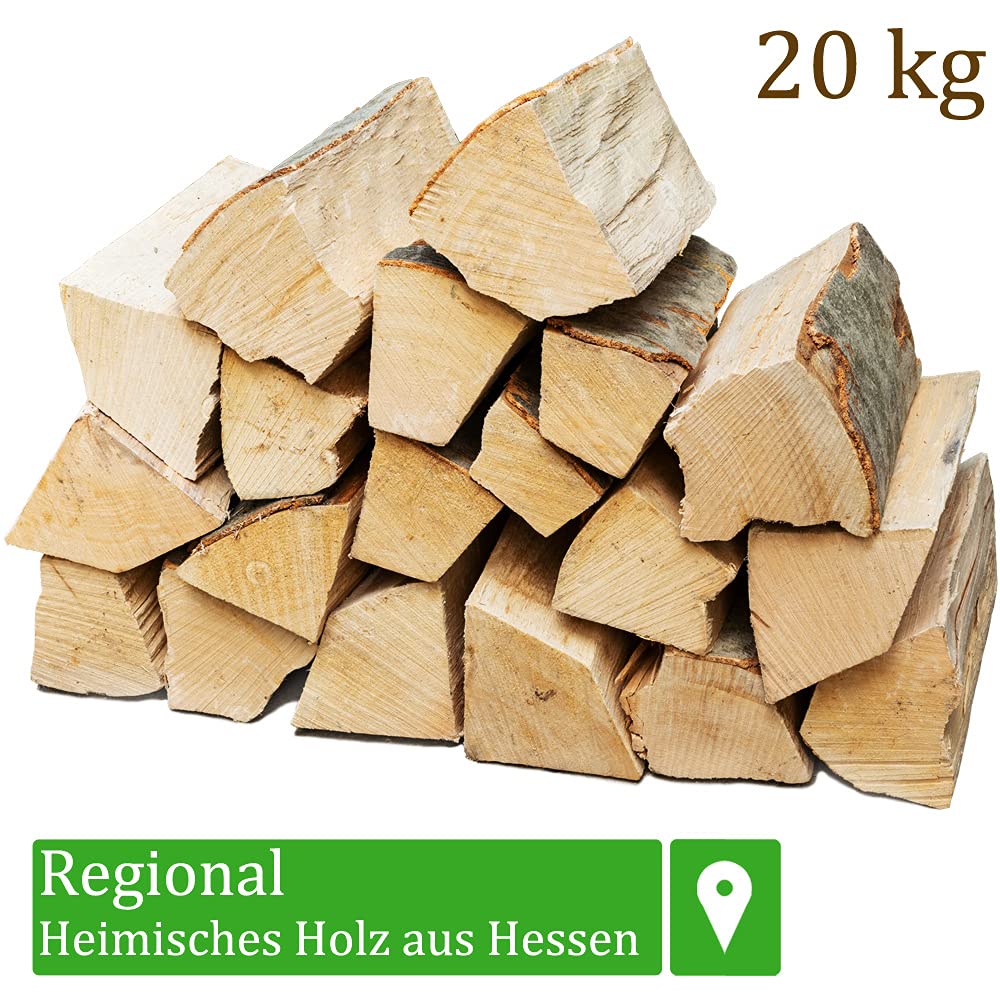 Bois de Chauffage 20 kg pour Poêle et Cheminée Brasero Grill Panier à Feu Bûches de Bois de Hêtre 25 cm Flameup
