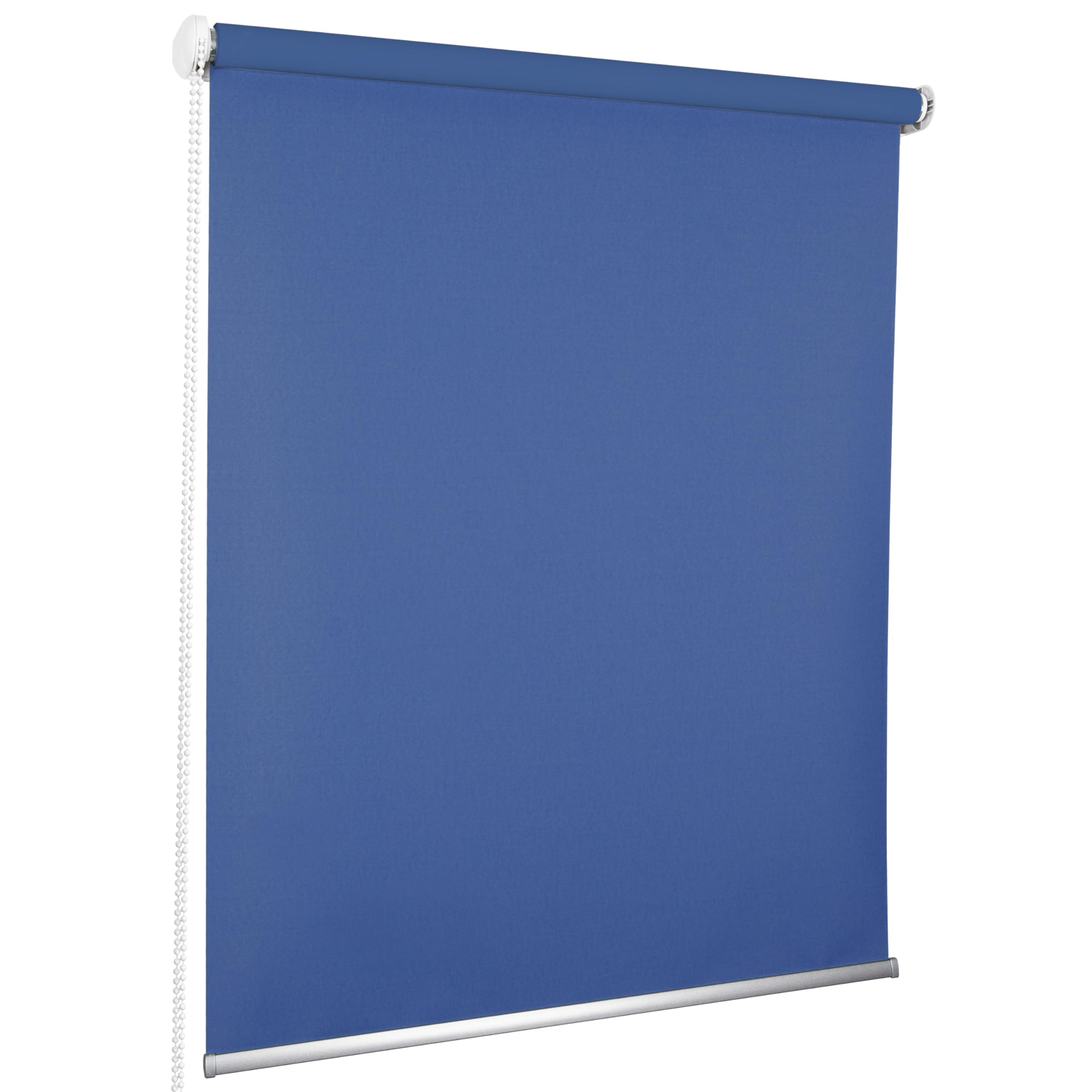 ROLLMAXXX Verdunkelungsrollo mit Bohren 130 cm Blau | Verdunklungsrollo zum bohren, Fensterrollo mit Kettenzug für Wand & Decke, Rollo