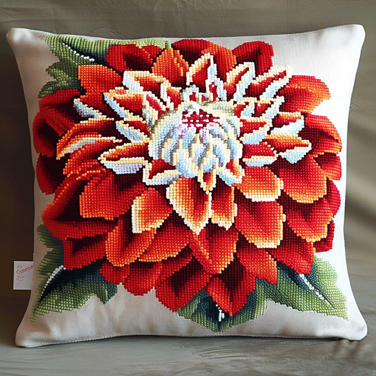 Rkflgew F Diy Hook Latch Kit Colored Dahlia Cushion Making Kit Antasy Lowers 3D Pillow Materials Package Latch Hook Embroidery Kits Diy Carpet Cushion Crocheting Pillowcase Or Home 43X43cm