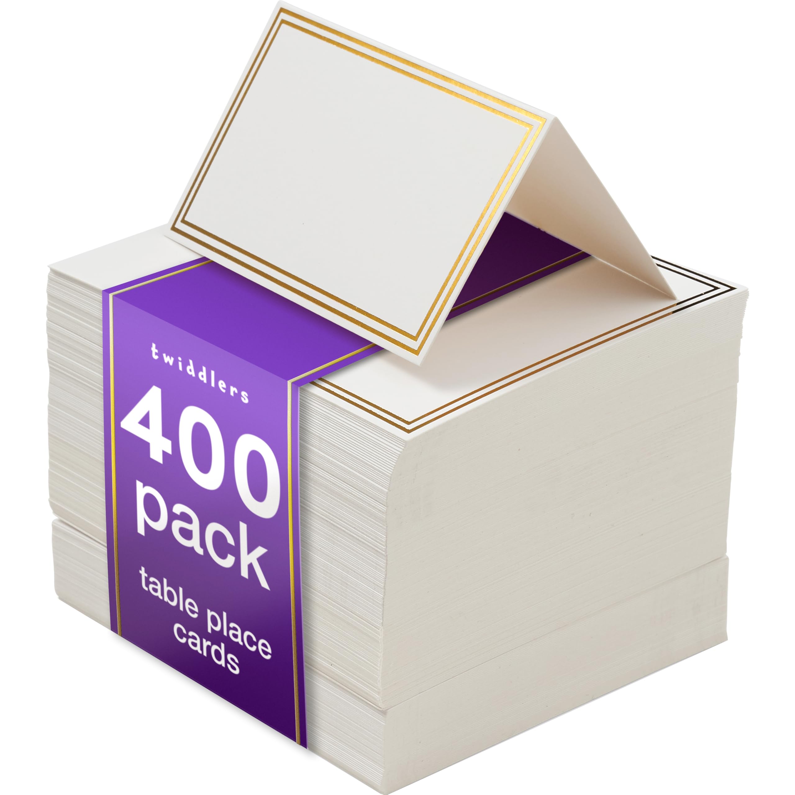 THE TWIDDLERS 400 Bulk Name Place Cards (10x9cm) - Blank Table Seating Cards for Large Weddings, Corporate Events, Banquets & Catering Labels