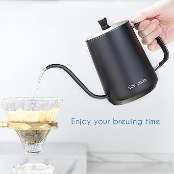 Easyworkz Gooseneck Pour Over Coffee Kettle 30 fl oz with Thermometer Stainless Steel Hand Drip Coffee Pot With Long Narrow Spout,Suitable for Induction Cookers