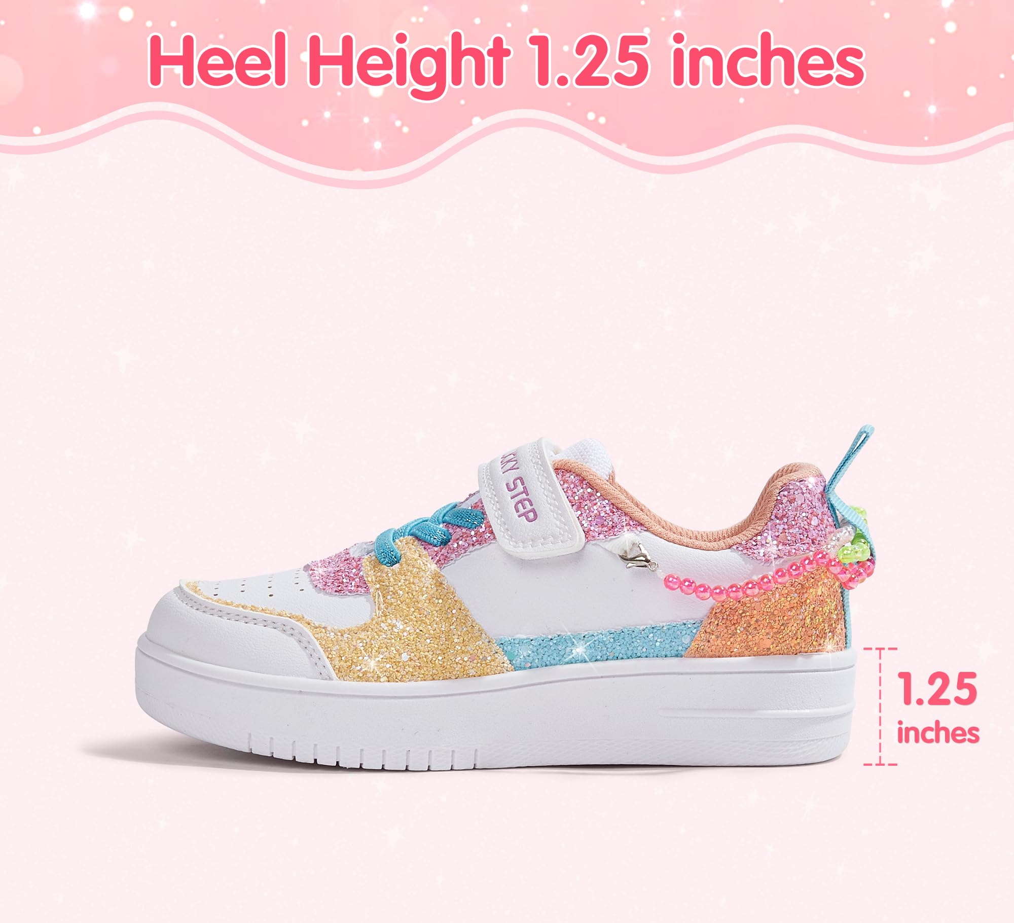 LUCKY STEP Chaussures de Sport Étincelantes avec Fermeture Auto-agrippante pour Filles