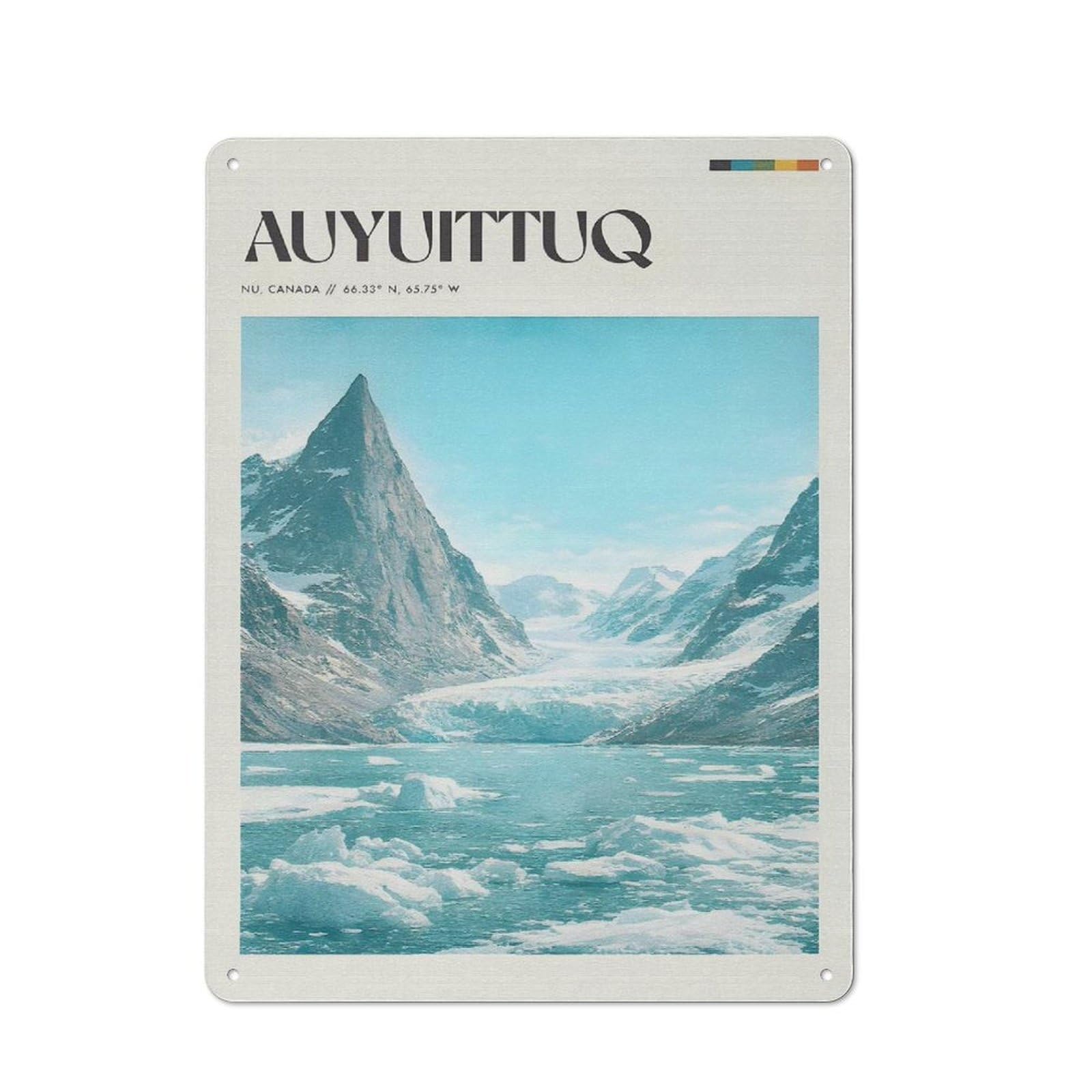 Junmoney Style-10 Auyuittuq National Park Rustic Metal Sign 40X30cm For Pub Or Café, For Collectors Of Rustic Metal Wall Decor