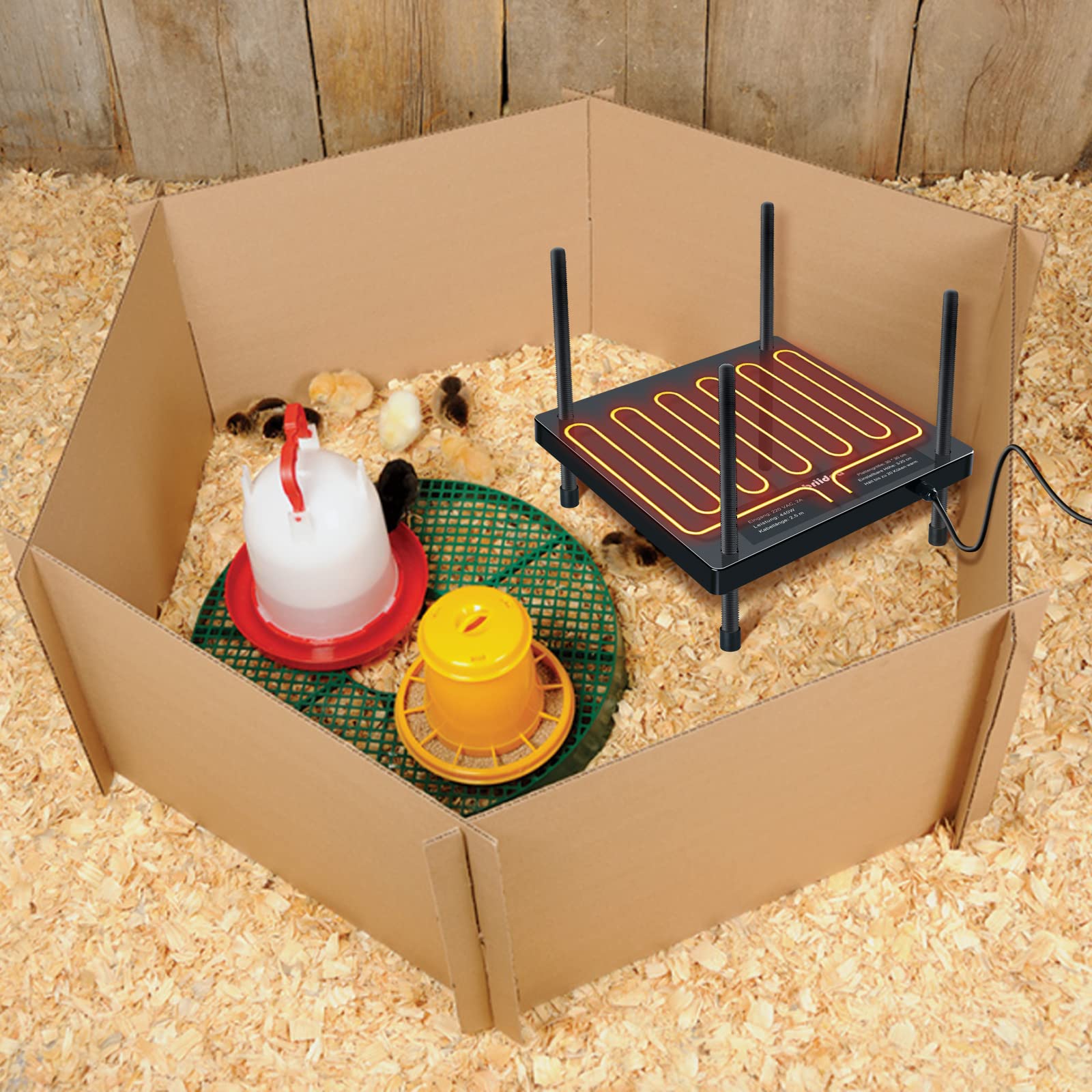 Kükenheizplatte, Briidea 30 x 30 cm Küken Wärmeplatte mit verstellbare Höhe, für bis zu 20 Küken, effiziente Wärmeplatte für optimale Temperaturkontrolle