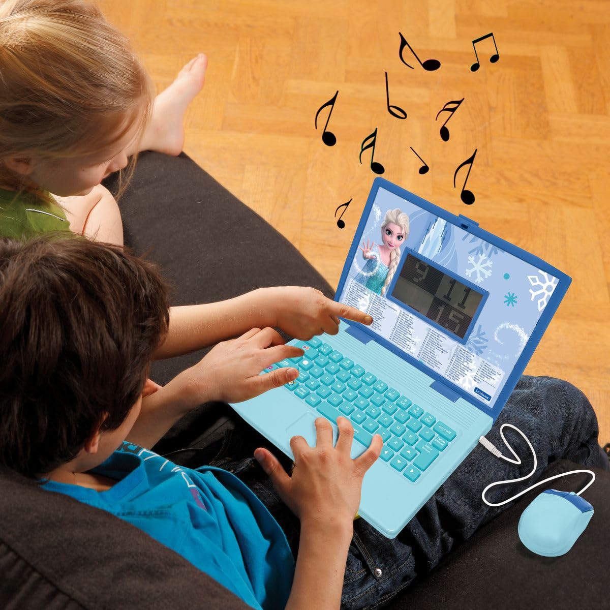 LEXIBOOK, Frozen, Laptop Educativo Bilingüe, Inglés y Español, 164 Actividades, Matemáticas, Juegos de Lógica, Modo Musical, Pantalla LCD Grande, Azul, JC601FZi2