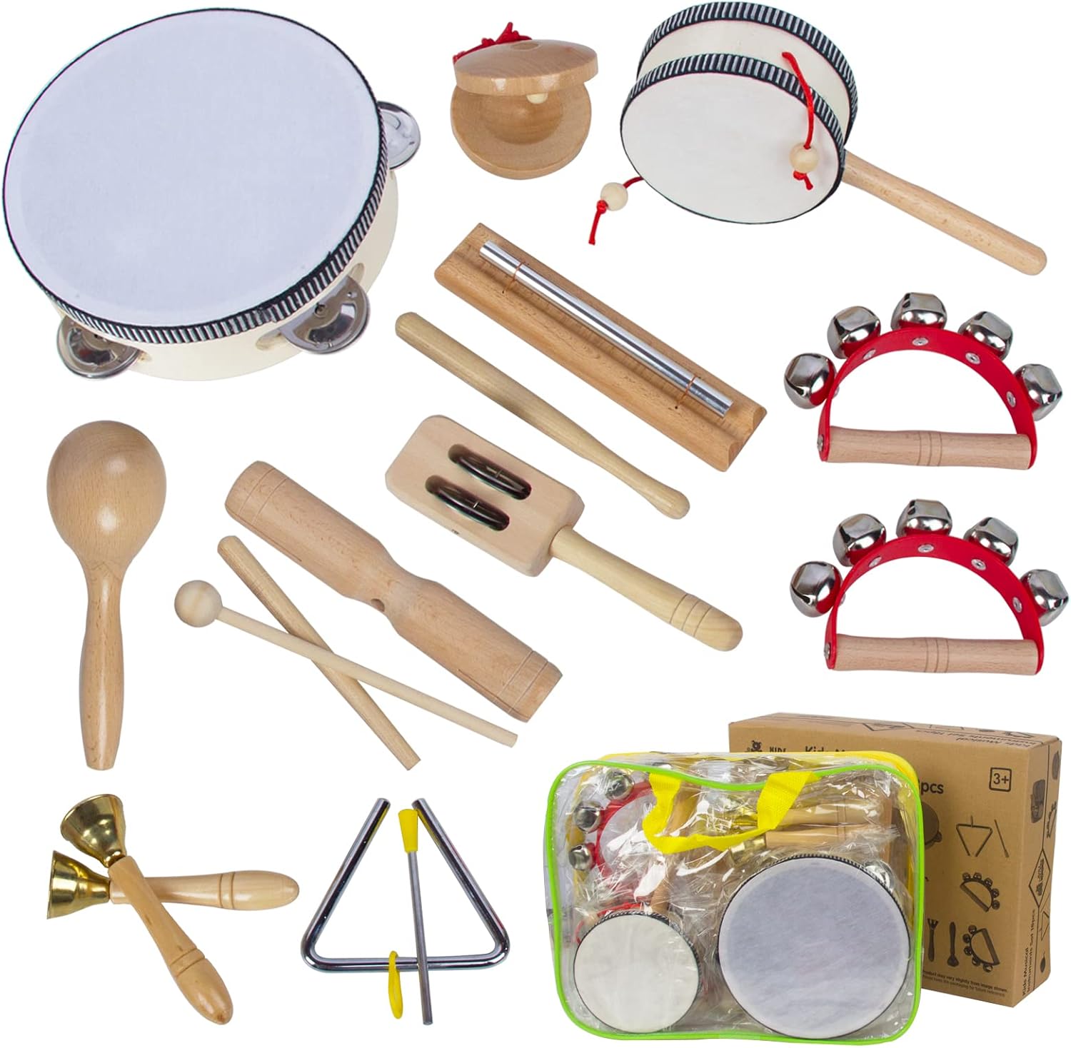 Wooden Musical Instruments Set for Toddlers 1-3, Natural Wood Percussion Instruments Xylophone Gift Set for Girls Boys Kids ,Preschool Educational Musical Toys with Storage Bag (Log Color) Wooden Musical Instruments Set for Toddlers 1-3, Natural Wood Percussion Instruments Xylophone Gift Set for Girls Boys Kids ,Preschool Educational Musical Toys with Storage Bag (Log Color)