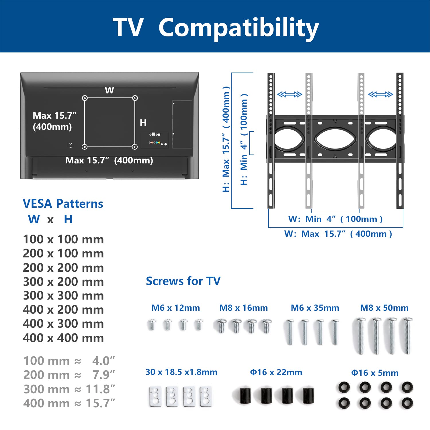 RFIVER TV Ständer Rollbar Fernsehständer Bodenständer für 26-70 Zoll, höhenverstellbar, mobil, drehbar, Schwarz, max. 40 kg, VESA 400x400 mm