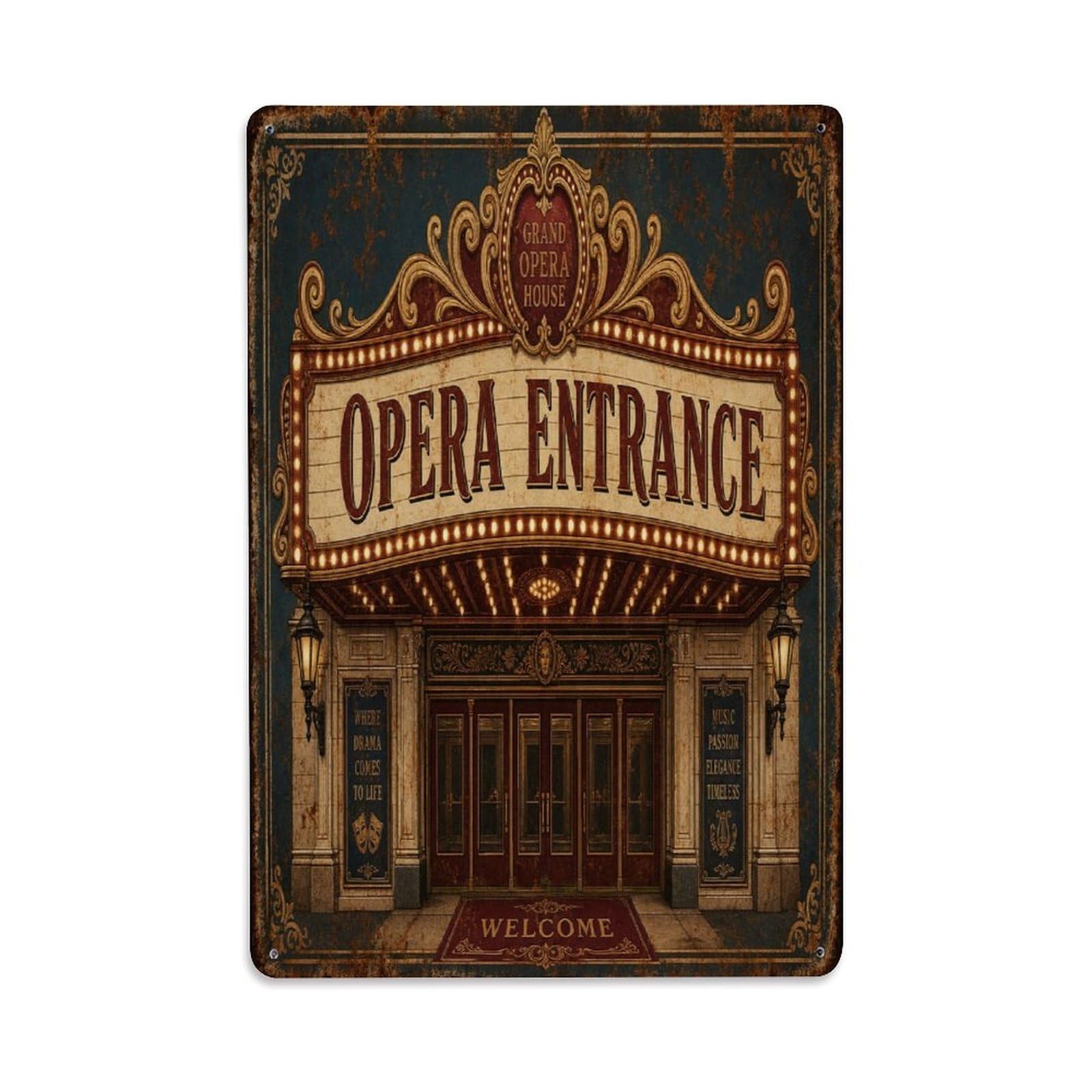 Belfast Northern Ireland Theatre Marquee Heritage Metal Tin Sign Plaque Wall Decor for Cafe, Man Cave, Club Bar, Office, Home Garden Round Metal Poster 8x12Inch